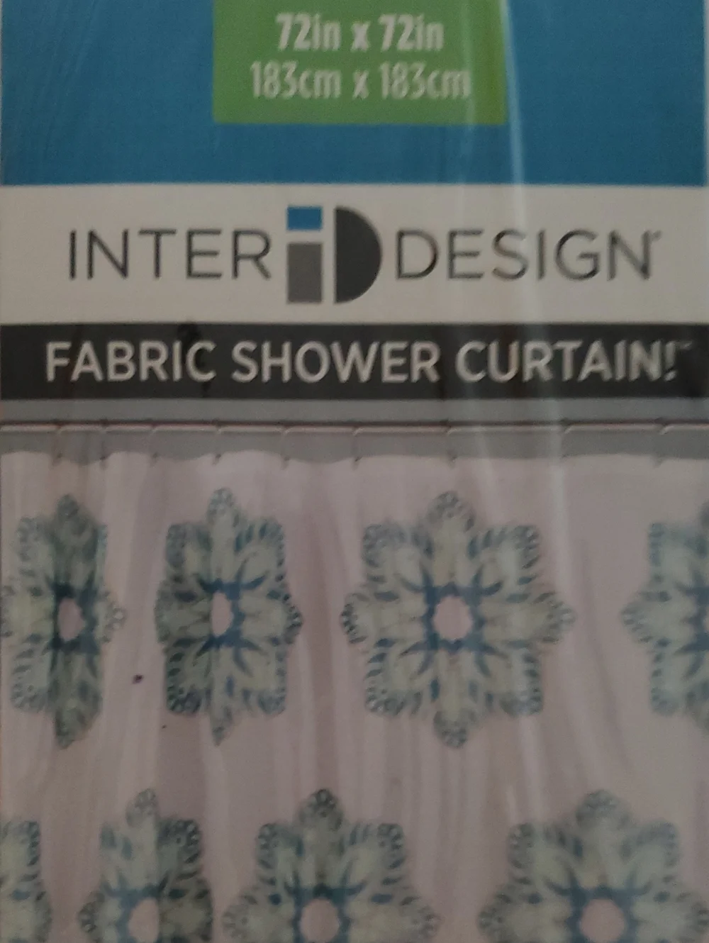 InterDesign Dahlia Floral Fabric Shower Curtain in Teal & Navy